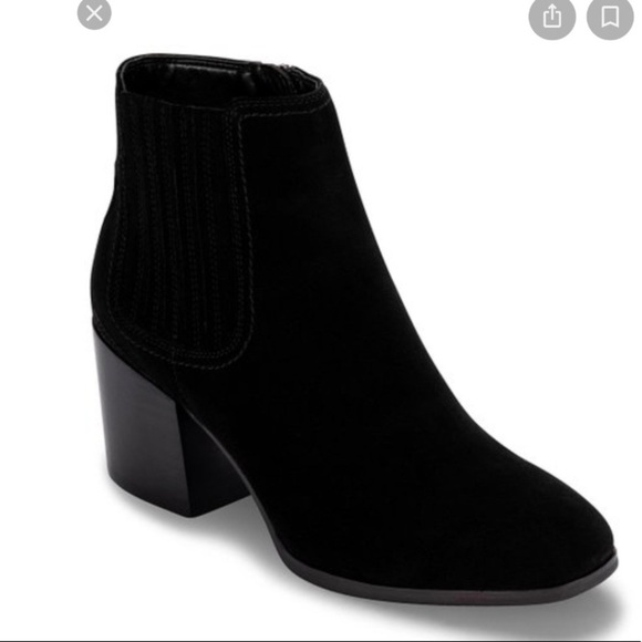 Blondo Sabina Black Suede Leather Waterproof Ankle Booties Boots Size 11 M NWOB